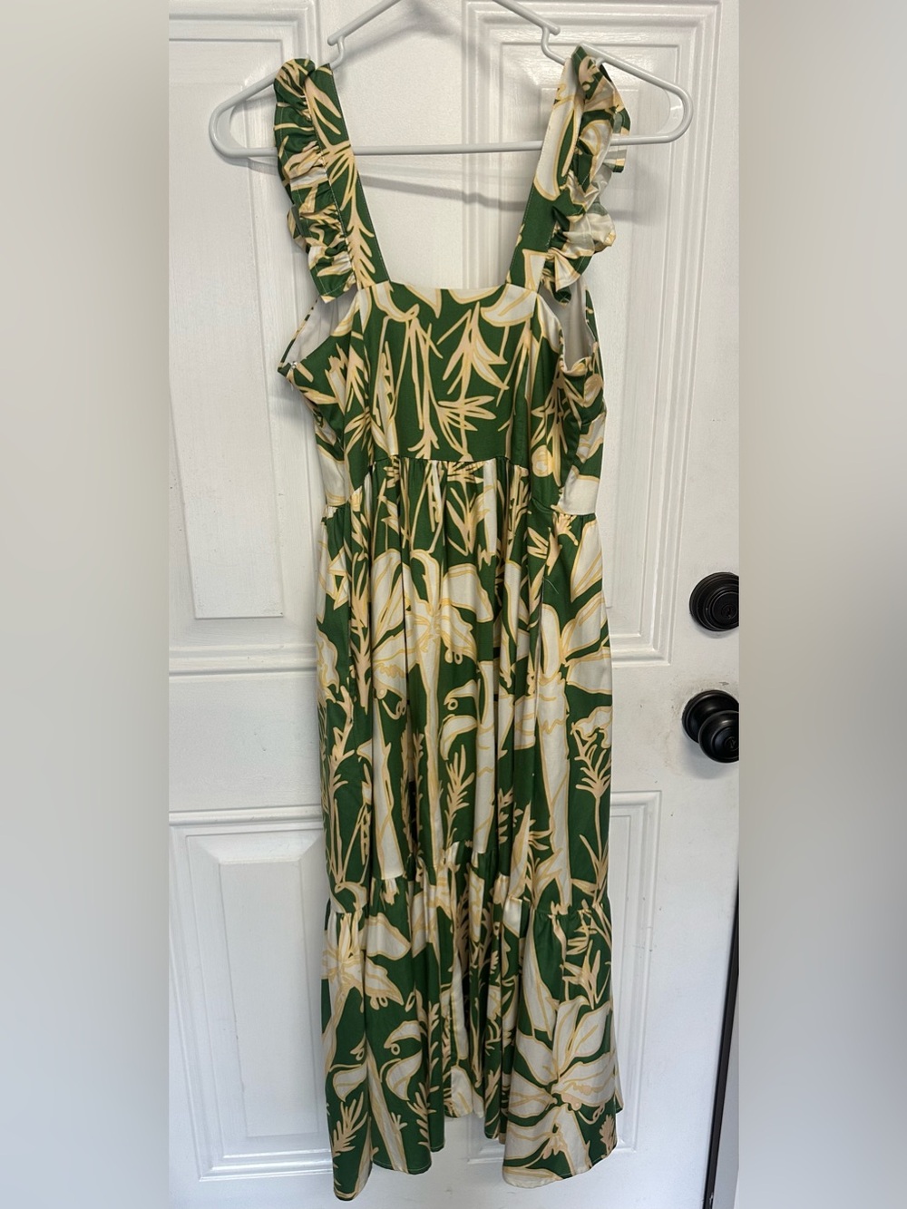 CROSBY by Mollie Burch Green Tropical Palm Print Dress Size S